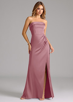 Azazie Aretha Bridesmaid Dresses Vintage Mauve A-Line Strapless Stretch Satin Convertible Dress image4