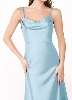 Azazie Alaija Bridesmaid Dresses Sky Blue Mermaid Side Slit Stretch Satin Dress image5