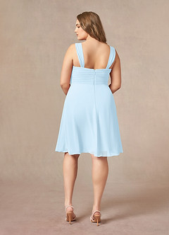 Azazie Olivia Mother of the Bride Dresses Sky Blue A-Line Square Neckline Pleated Chiffon Dress image11