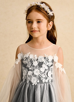 Azazie Zimi vestidos de niña de las flores Vestido de Negro de Tul de Princesa con Escote de Corazón image9