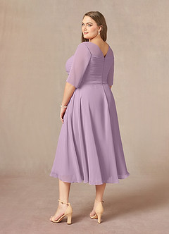 Azazie Naomi Kleider für die Brautmutter A-Linie Bootshals Gefaltet Chiffon Kleid Blauregen image13