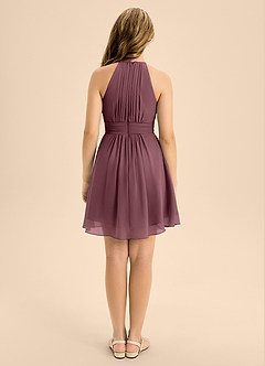 Azazie Bonnie Junior A-Linie Plissee Chiffon Kleid Sangria image2