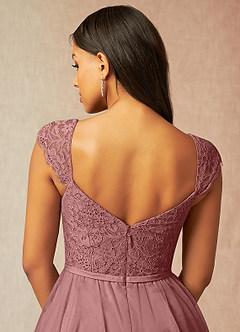 Azazie Luxi Bridesmaid Dresses Desert Rose A-Line Pleated Tulle Dress image5