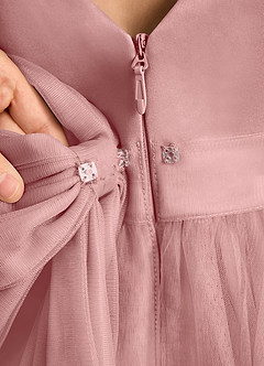 Azazie Winnie Flower Girl Dresses Dusty Rose Ball-Gown Bow Tulle Dress image8