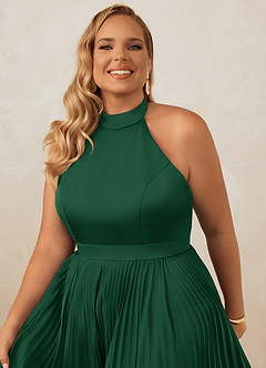Christian Siriano Bridal for Azazie 1007 Bridesmaid Dresses Dark Green A-Line Pleated Stretch Satin Dress image14
