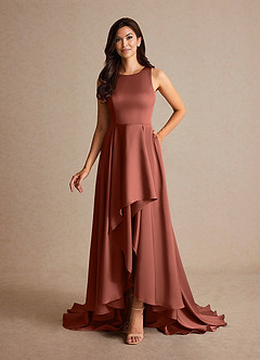 Azazie Niles Mère de la mariée Robes Robe Trapèze en Satin extensible Traînes Auburn image8