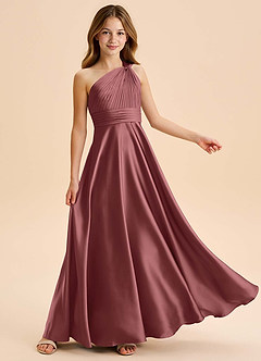 Azazie Charlize Junior Klä av A-Line i Stretch Satin Plisserad image5