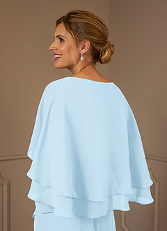 Azazie OHara Mère de la mariée Robes Robe Trapèze en Mousseline de soie Col V Bleu Ciel image7