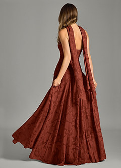 Azazie Gabriela Vestidos de madrinha de casamento Vestido Terracota de Esgotamento Floral de Linha A com Sem alças image2