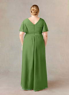 Azazie Morning Glory Mother of the Bride Dresses Basil A-Line V-Neck Ruched Chiffon Dress image6