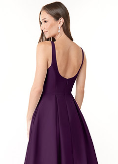 Azazie Neve Bridesmaid Dresses Grape Ball-Gown with Pockets Stretch Satin Dress image6