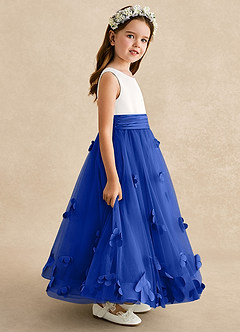 Azazie Vi Flower Girl Dresses Royal Blue A-Line Sleeveless Tulle Dress image7