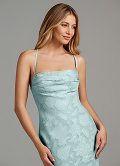 Azazie Ola Bridesmaid Dresses Mist Mermaid Corset Floral Burnout Dress image7