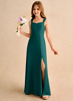 Azazie Makani Girls Formal Flower Girl Dresses Peacock A-Line Sweetheart Neckline Chiffon Dress image1