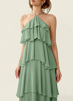 Nevieve Matcha Abito da vacanza in chiffon con volant e rivestimento in raso image5