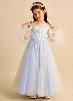 Azazie Zimi Flower Girl Dresses Lavender Ball-Gown Sweetheart Neckline Tulle Dress image3