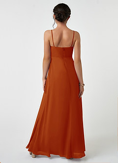 Azazie Collette Junior A-Linie Gestreift Chiffon Kleid Paprika image2