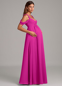 Azazie Rhea Maternity Bridesmaid Dresses A-Line Pleated Chiffon Floor-Length Dress image6