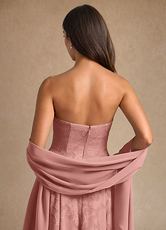 Azazie Lorain Abiti per la Madre della Sposa Abito A-Line in Burnout Floreale Plissettato Rosetta image11