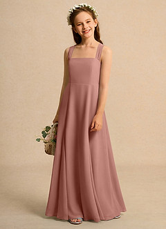 Azazie Tater Junior Formal vestidos de niña de las flores Vestido de Rosa De Cedro de Gasa de Corte En A con Plisado image1