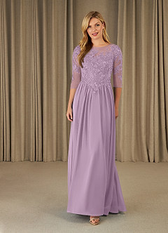 Azazie Mirielle Mother of the Bride Dresses Wisteria A-Line Scoop Lace Chiffon Dress image1