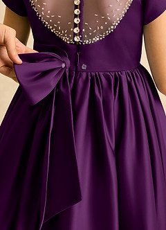 Azazie Toffee Flower Girl Dresses Grape Ball-Gown Bow Matte Satin Dress image7