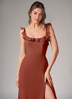 Azazie Callie Bridesmaid Dresses Auburn Mermaid Side Slit Chiffon Convertible Dress image5