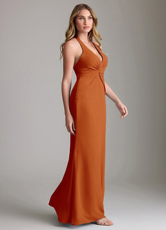 Azazie Valerie Bridesmaid Dresses Paprika Mermaid Pleated Chiffon Dress image4