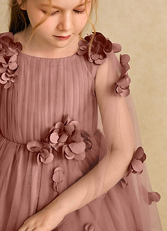 Azazie Staria Flower Girl Dresses Cedar Rose Ball-Gown Ruched Tulle Dress image10