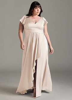 Azazie Omari Bridesmaid Dresses White Alabaster A-Line Stretch Satin Dress image8