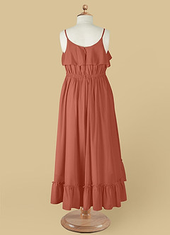 Azazie Karmen Flower Girl Dresses Clay A-Line Ruched Chiffon Dress image10