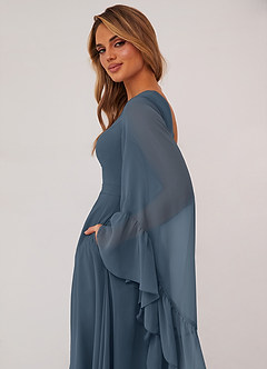 Barbie ♥ Azazie Bridesmaid Dresses Neptune A-Line Long Sleeve Chiffon Dress image6