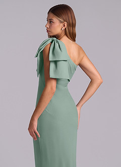 Azazie Yuanna Bridesmaid Dresses Silver Sage Mermaid One Shoulder Chiffon Dress image8