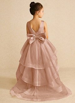 Azazie Pumpkin Flower Girl Dresses Champagne Rose A-Line Convertible Tulle Dress image1