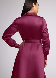 Azazie Ruth Mother of the Bride Dresses Mulberry A-Line Lace Matte Satin Dress image5