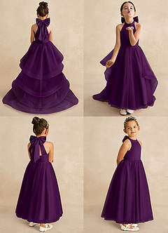 Azazie Bev Flower Girl Dresses Grape A-Line Convertible Tulle Dress image2