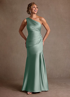 Azazie Haifa Klänningar till brudens mor Klä Sjöjungfru i Stretch Satin Ena axeln Silversalvia image4