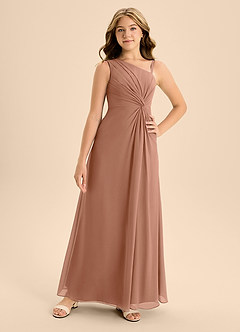 Azazie Brooke Junior Bronzer A-Line Side Slit Chiffon Dress image4