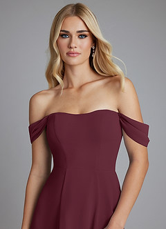 Azazie Seriana Vestidos de damas de honor Vestido de Cabernet de Gasa de Corte en A con Vestidos sin tirantes image6