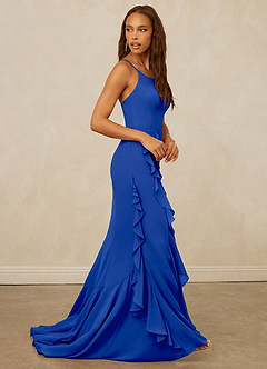Christian Siriano Bridal for Azazie 1006 Vestidos de damas de honor Vestido de Azul Real de Gasa de Corte Sirena con Volante image5