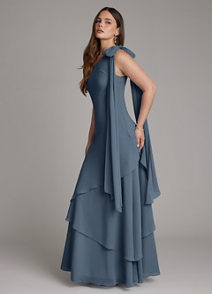 Azazie Monique Bridesmaid Dresses Neptune A-Line One Shoulder Chiffon Dress image7