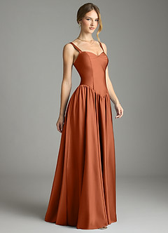 Azazie Evadina Suknie dla druhen Linia A Gorset Satyna elastyczna Do ziemi Sukienka image4