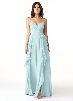 Azazie Peyton Bridesmaid Dresses Sea Glass A-Line Ruched Chiffon Dress image5