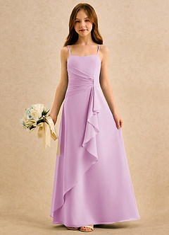 Azazie lolly Girls Formal Robe Demoiselle D'honneur Fillette Robe Trapèze en Mousseline de soie Plissée Rose Bonbon image3