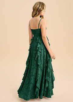 Azazie Peyton Junior Vestido de Verde Oscuro de Devorado Floral de Corte en A con Plisado image2