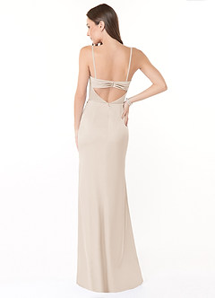 Azazie Leonis Bridesmaid Dresses White Alabaster Mermaid Pleated Stretch Satin Convertible Dress image3