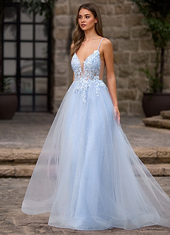 Finesse Blue A-line Prom Dress image3