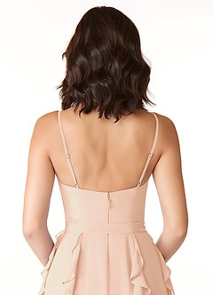Azazie Peyton Robes de demoiselle d'honneur Robe Trapèze en Mousseline de soie Rayé Rose Perle image3