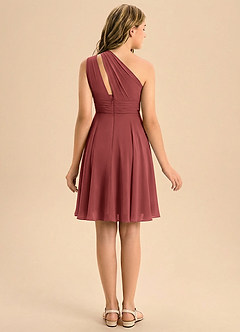 Azazie Charlize Junior Terracotta A-Line Pleated Chiffon Dress image2