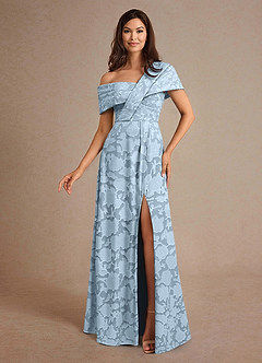 Azazie Milton Abiti per la Madre della Sposa Abito A-Line in Burnout Floreale Plissettato Azzurro image1